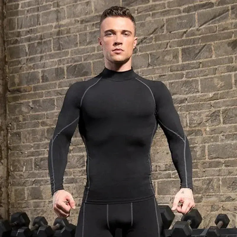 Men's Turtleneck Quick Dry Long Sleeve Compression Tee