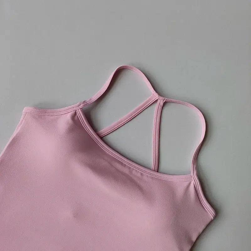 Women's Slim Fit Nude Sports Bra Yoga Fitness Vest Skin Friendly Pilates Top Beautiful Back Design Suspension Yoga Fitness Top