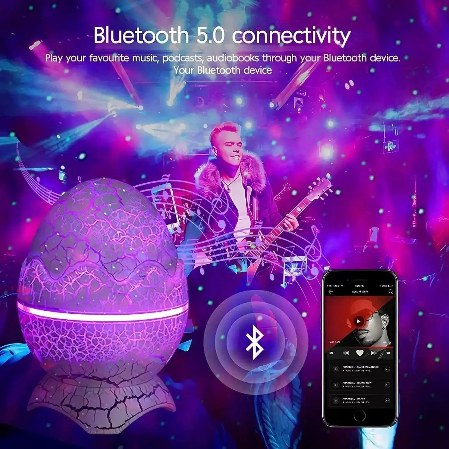 Dinosaur Egg Galaxy Projector Night Light for Kids Adults