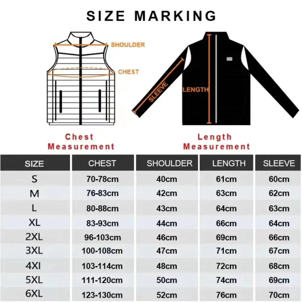21 Areas Heated Jacket For Men USB Self Heating Vest