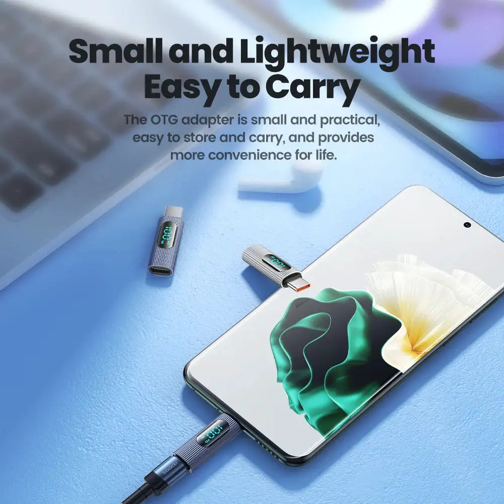 Toocki LED Digital Display Type C to C OTG Adapter 1/2/5 Pack USB2.0 PD 100W USB C to Type C Connector for iPhone 15 MacBook Pro
