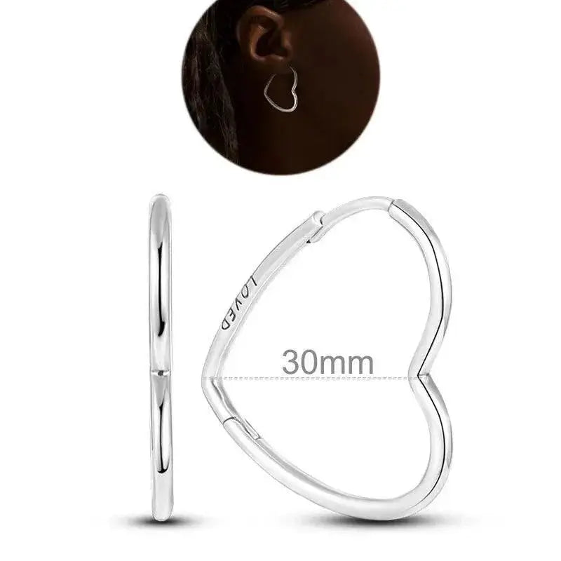 Zircon Heart Shaped Silver Earrings Elegant Gift for Women