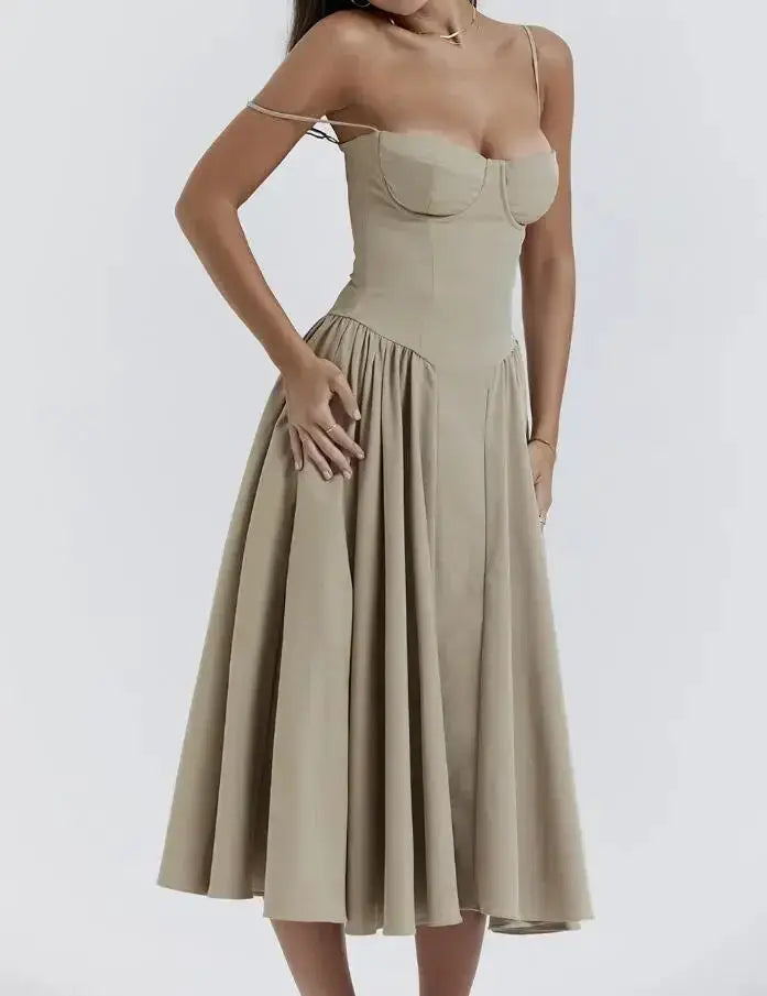 New Fashion Sexy Backless One Cut Collar Strap Dress Summer - OurLum.com