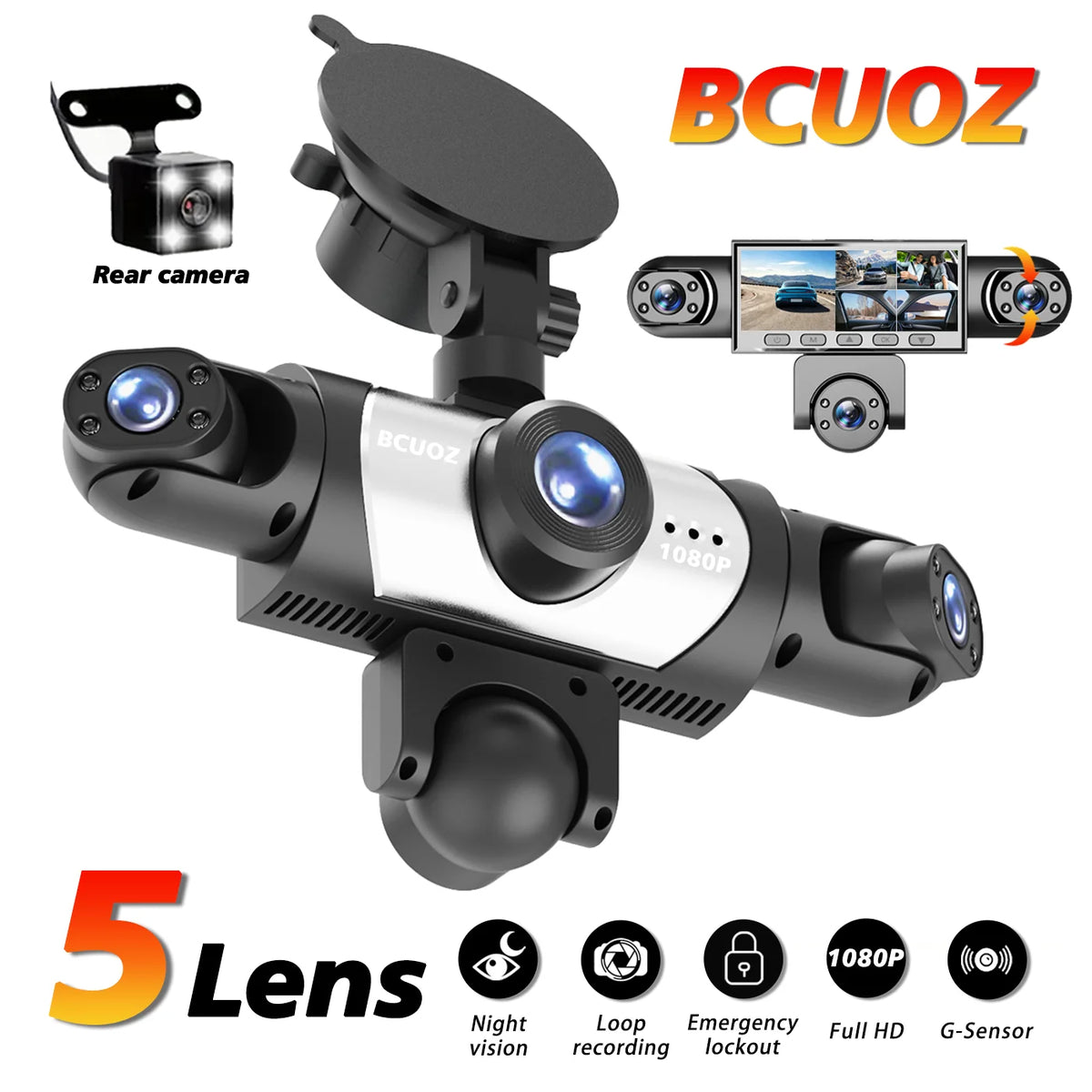 BCUOZ ° Dashcam with Super Night Vision - Front Rear — product view 10