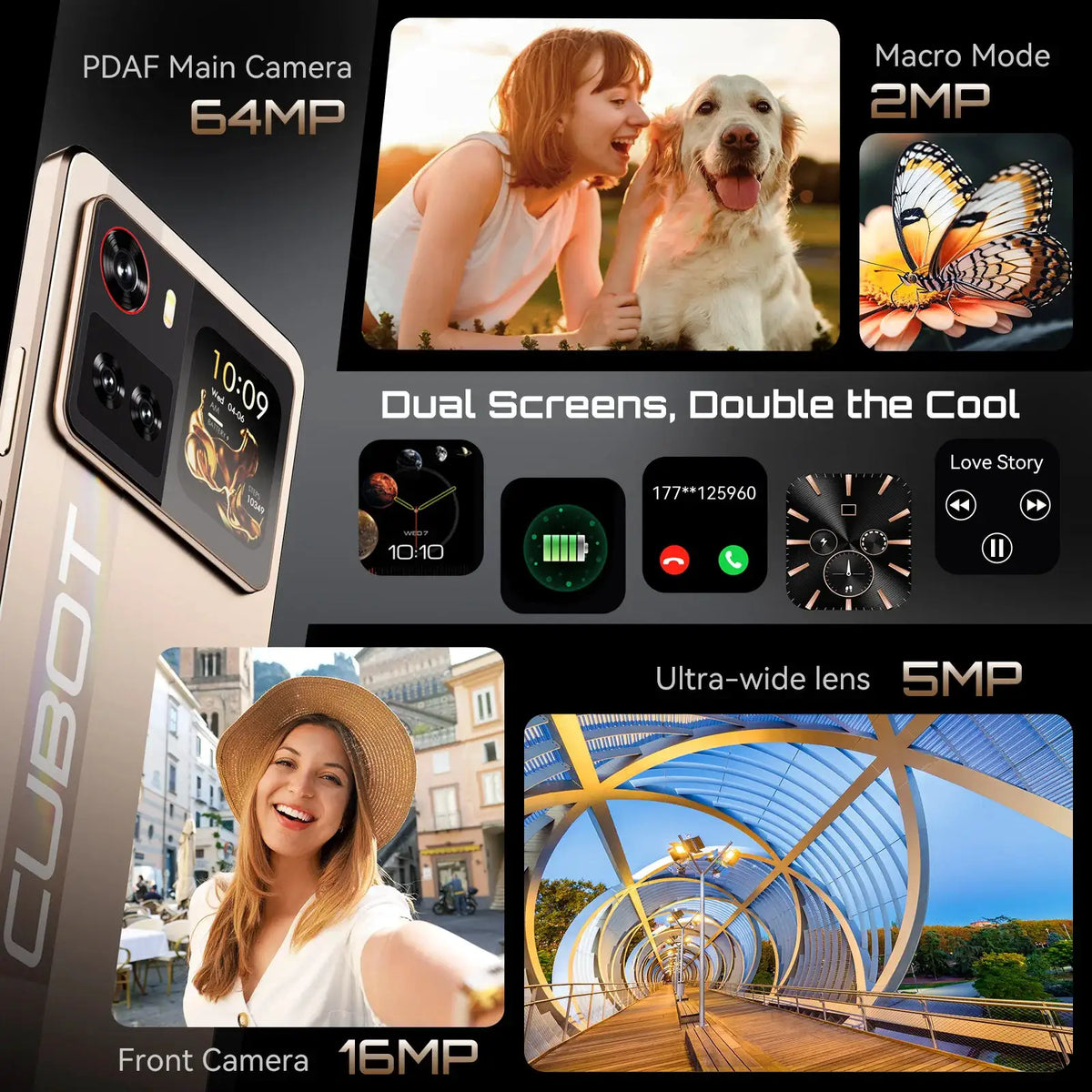 Smartphone 5G Cubot X100, Android 15, Dimensity 7025, 6nm, 2.5GHz,6.88-inch Screen,16GB(8+8),256GB, 64MP Camera, 5100mAh Battery