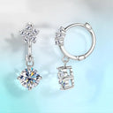 1.18 Carat S925 Silver Fringe Ear Clips Minimalist Moissanite Earrings Women