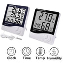 Electronic Temperature Humidity Meter with Clock Indoor Outdoor Weather Station