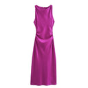 Satin Sleeveless Midi Dress for Women Summer 2026 Evening Party