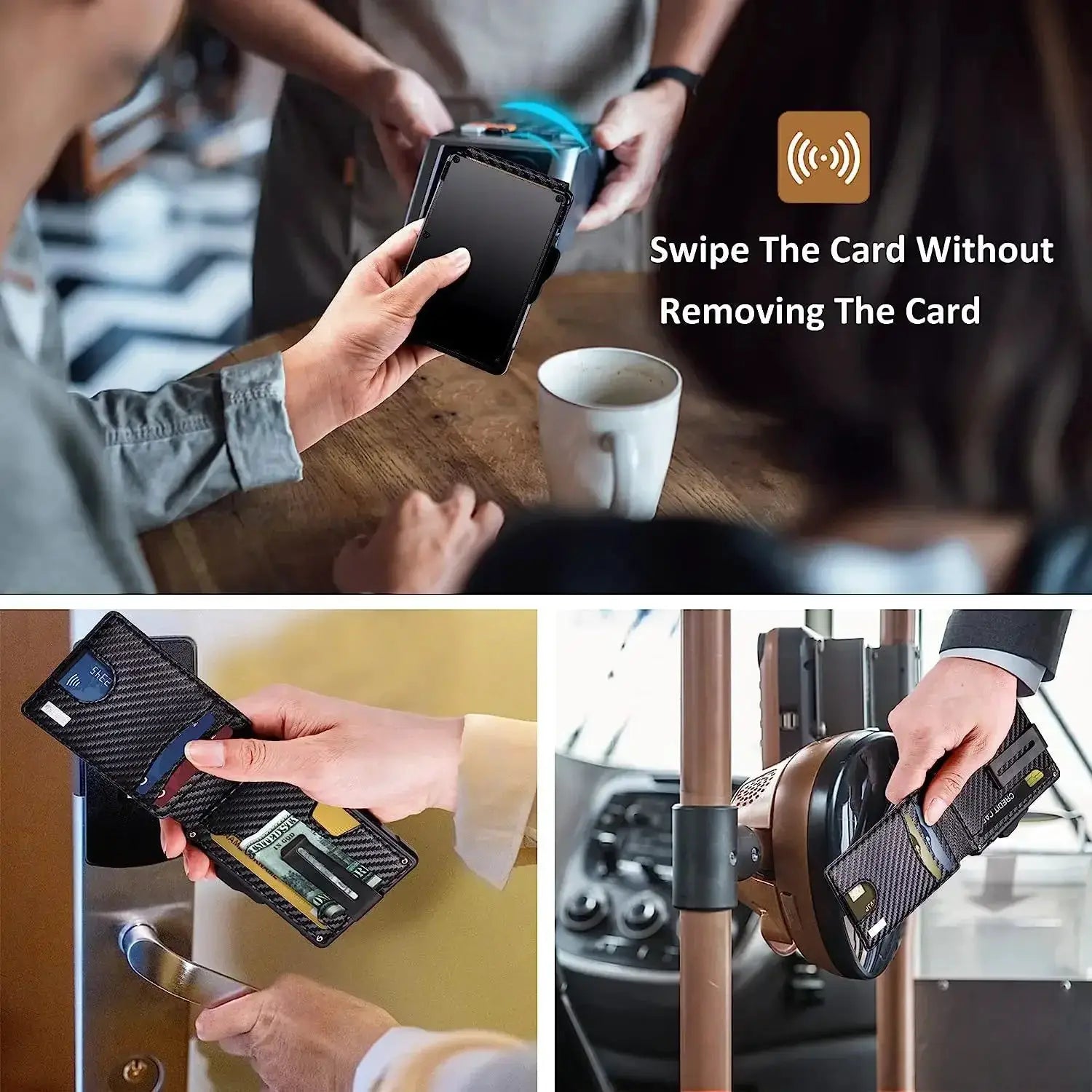 Leather Slim Wallet For Men With Money Clip RFID Blocking