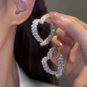 Luxury Earrings Shiny Zircon Wheat Leaf Charm Jewelry