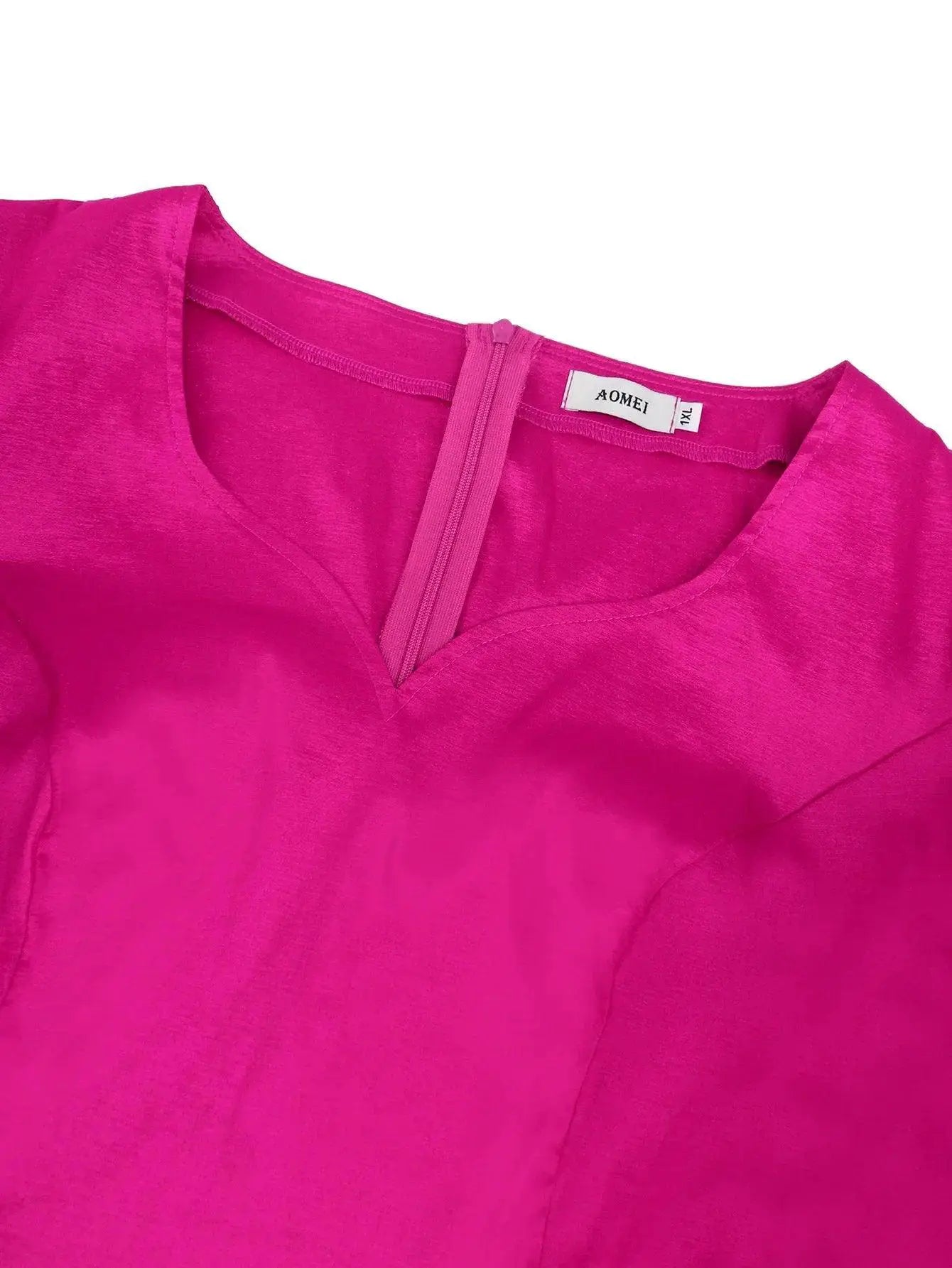Elegant Peplum Blouse Irregular V Neck Puff Sleeves Ruffles