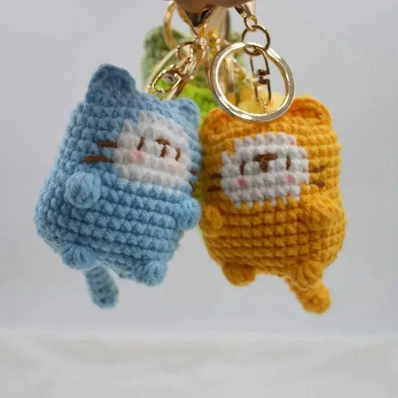 Cute Cat Crochet Keychains Keyring Pendant Charm Gift