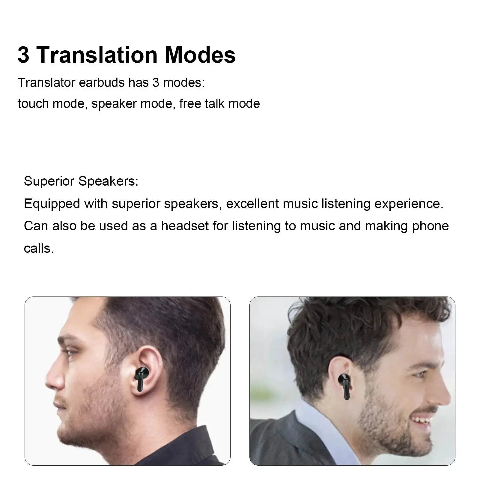 Language Translator Earbuds 5 Modes High Accuracy Bluetooth