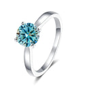 Blue Moissanite Ring in Sterling Silver Ideal