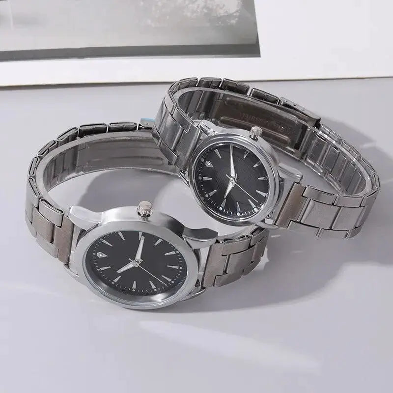 Luxury Stainless Steel Quartz Timepiece Set Couples Watch