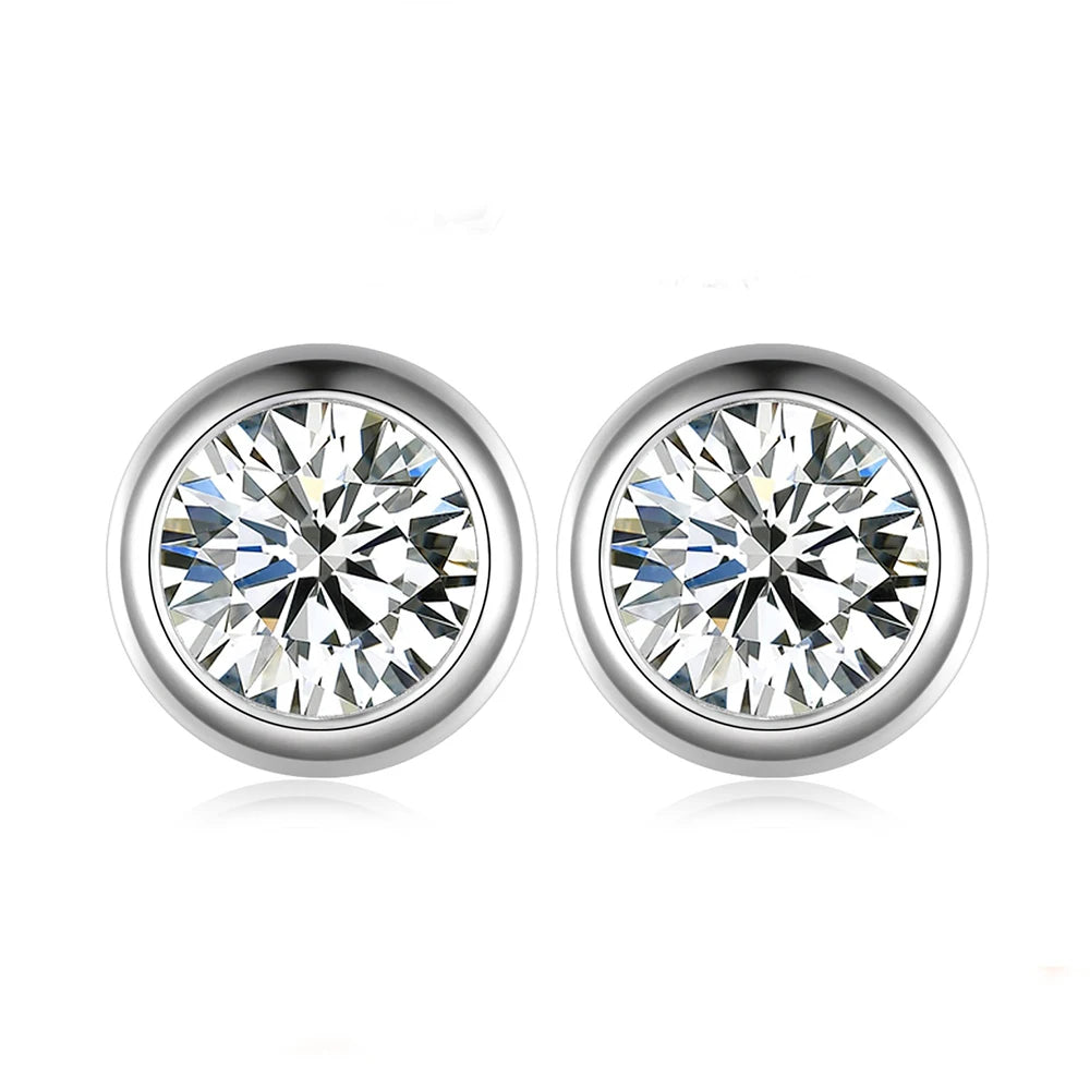 Round Moissanite Stud Earrings in Sterling Silver — product view 2