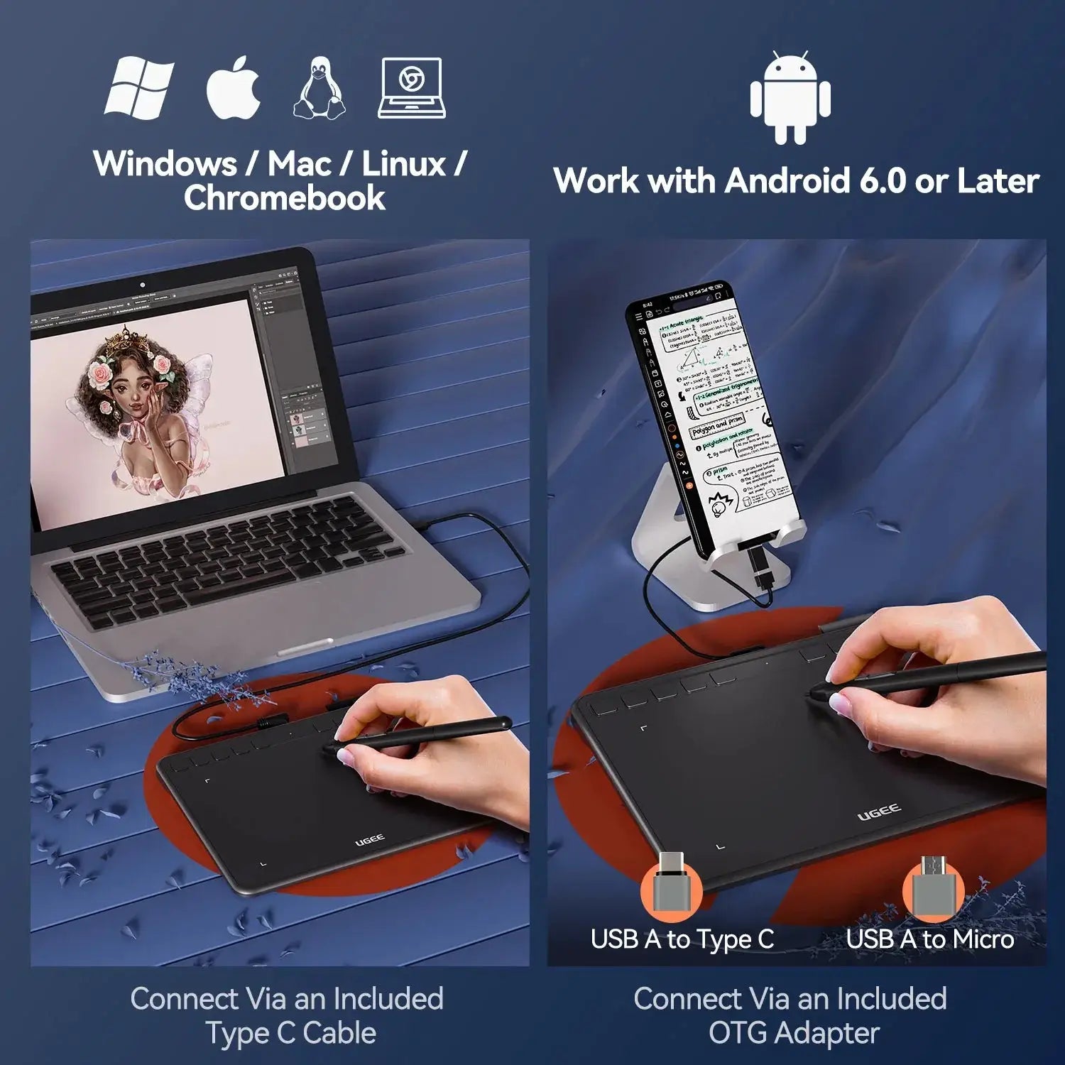 Ugee S640 Graphic Tablet 6 Inch Drawing Pad For Artists