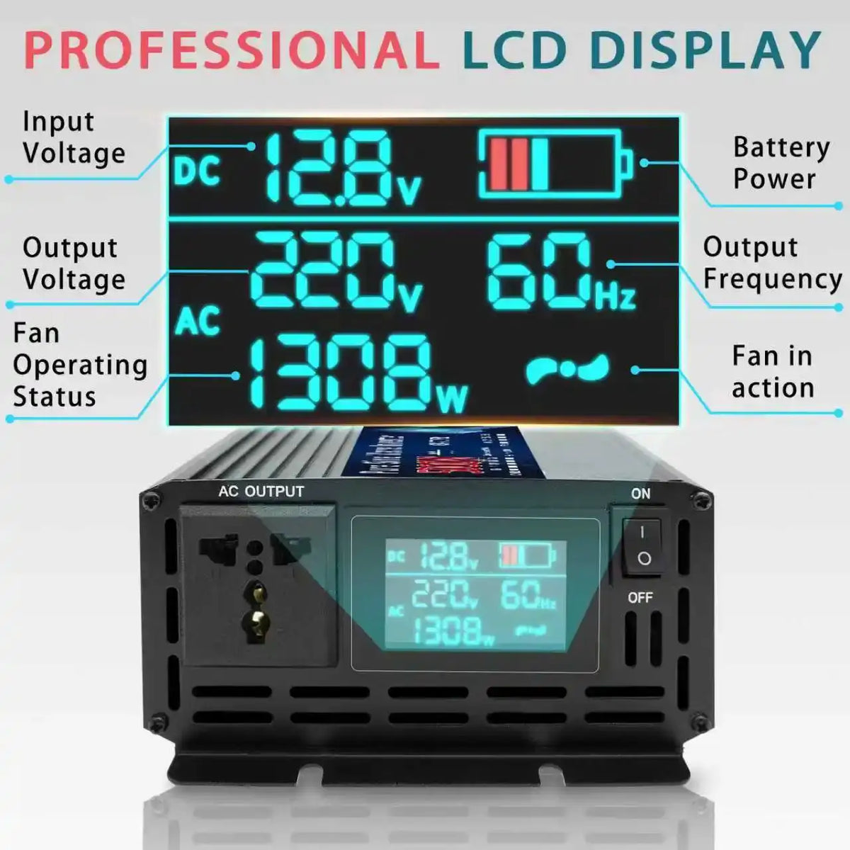 Pure Sine Wave Inverter 12V 220V 24V 110V 1000W 1600W 3000W 4000W 5000W DC To AC Portable Power Converter Car Solar Inverter