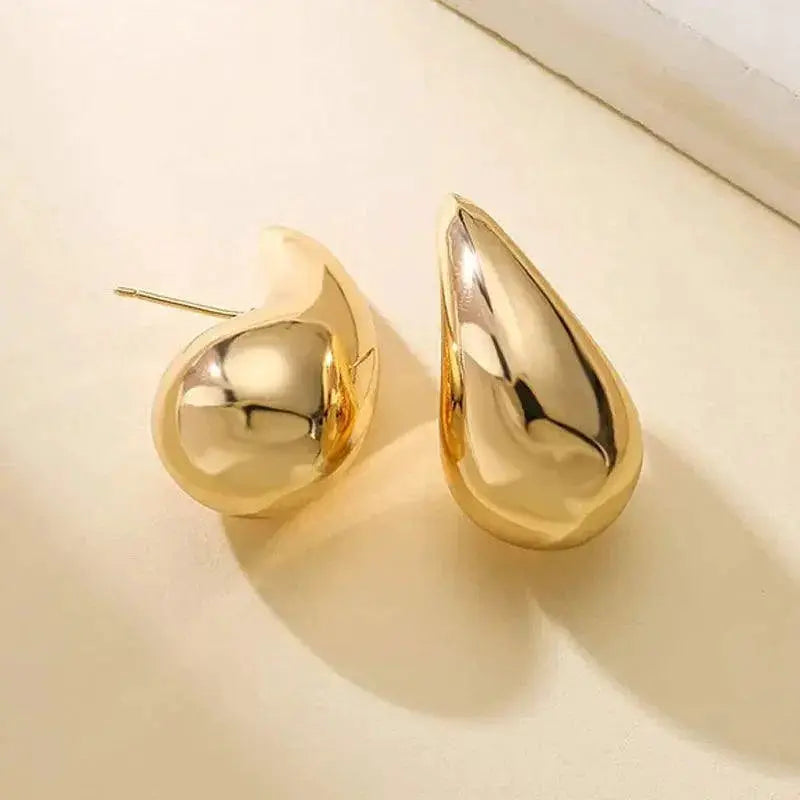 Vintage Stainless Steel Water Drop Hoop Earrings Classy