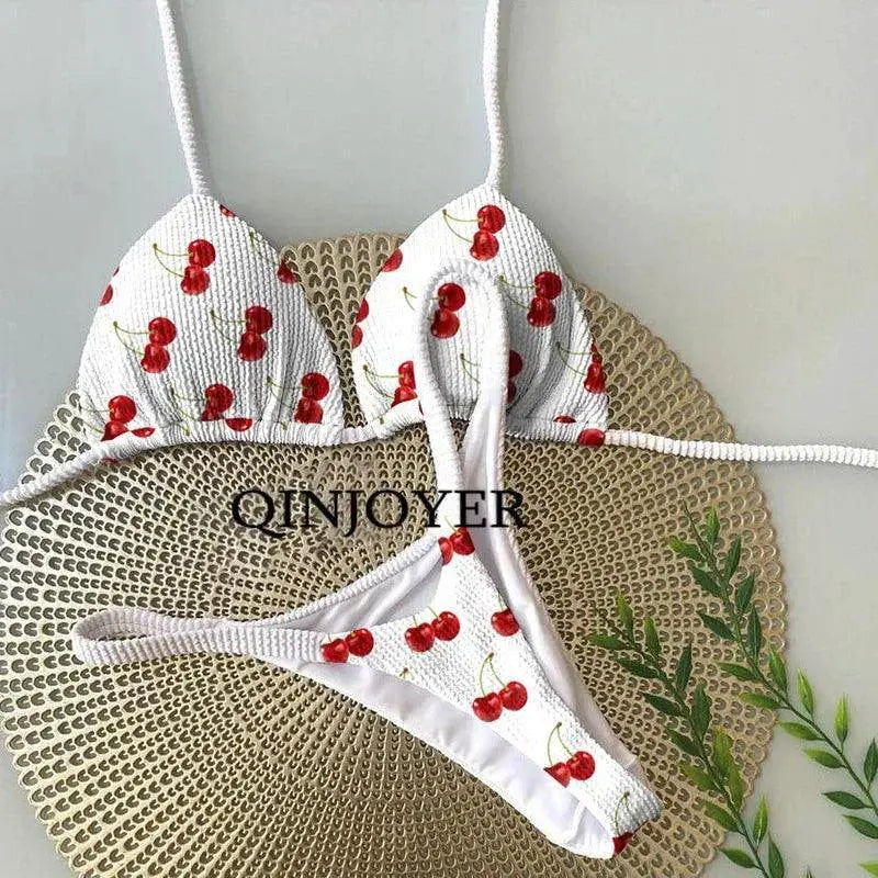 Heart Print Bikini Thong Swimwear Essential Collection