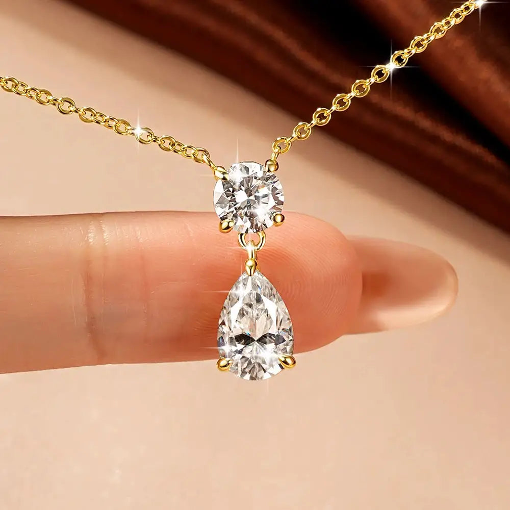 Pear Teardrop Moissanite Necklace Women — product image 2