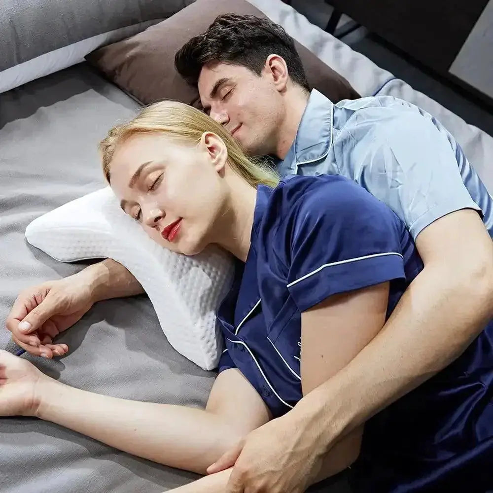Ergonomic Curved Memory Foam Pillow for Neck Support