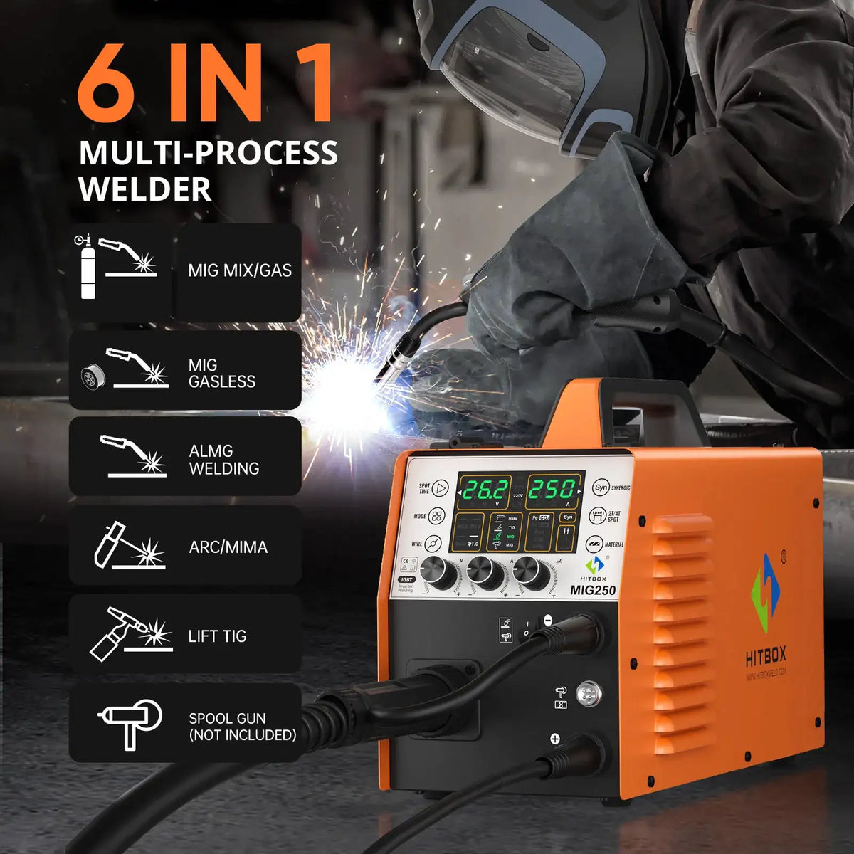 HITBOX MIG250 Aluminum Pulse MIG Welder — product view 2