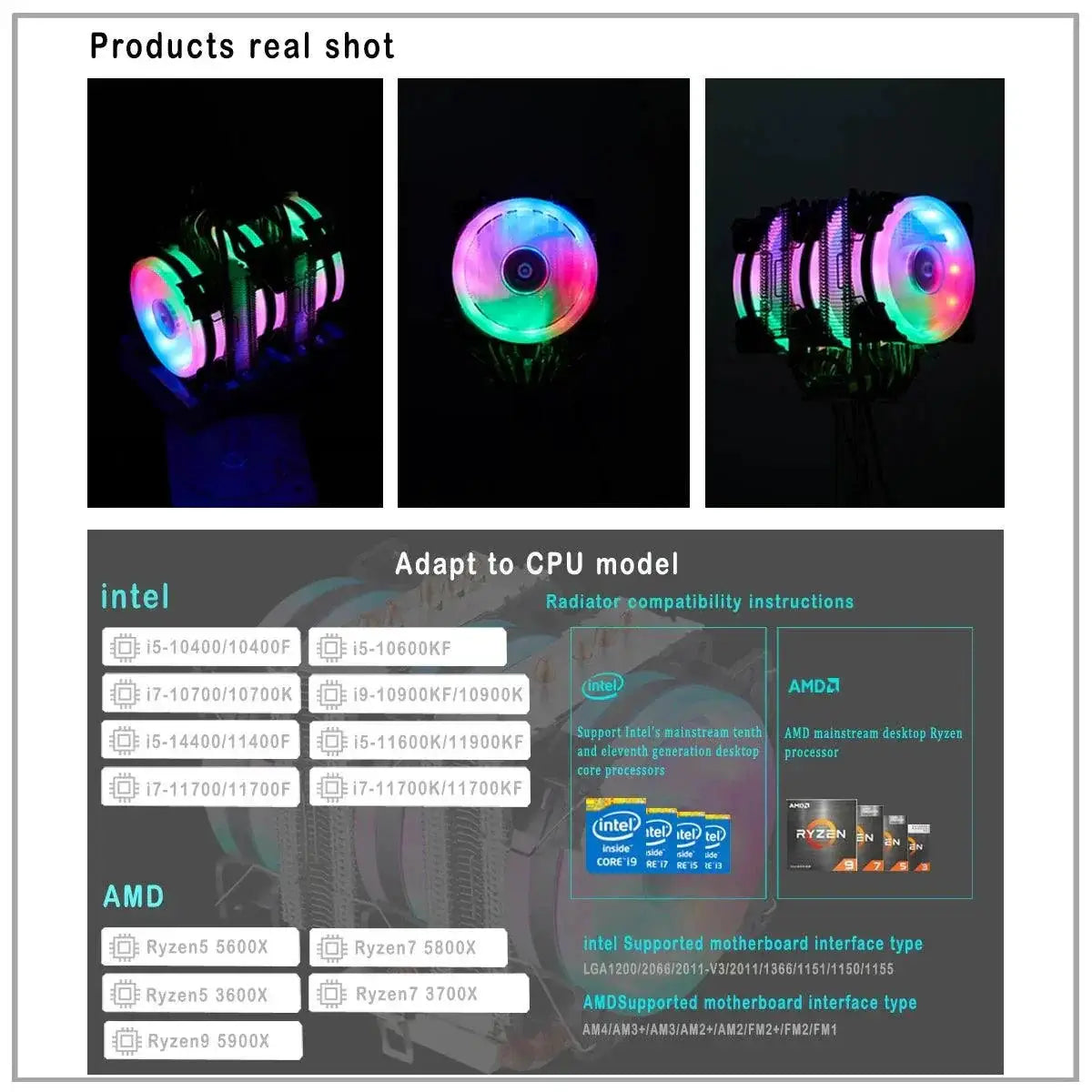 IWONGOU Hurricane Air Cooler CPU for Gaming and Workstations