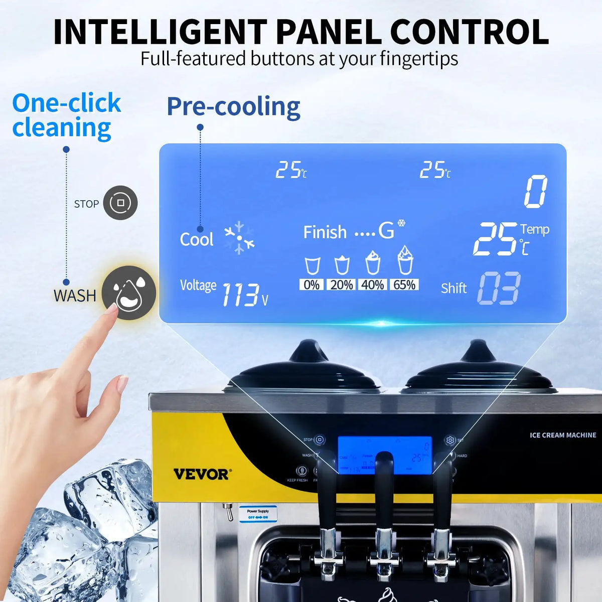 SucceBuy L/H Soft Ice Cream Machines Commercial Tricolor Desktop — product view 6