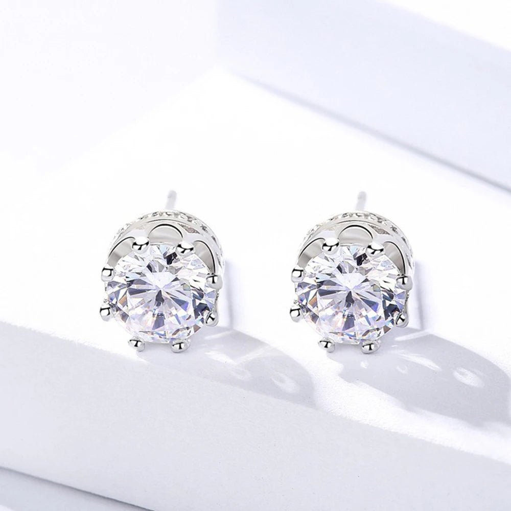 Moissanite Stud Earrings in Sterling Silver earplugs earrings — product view 5