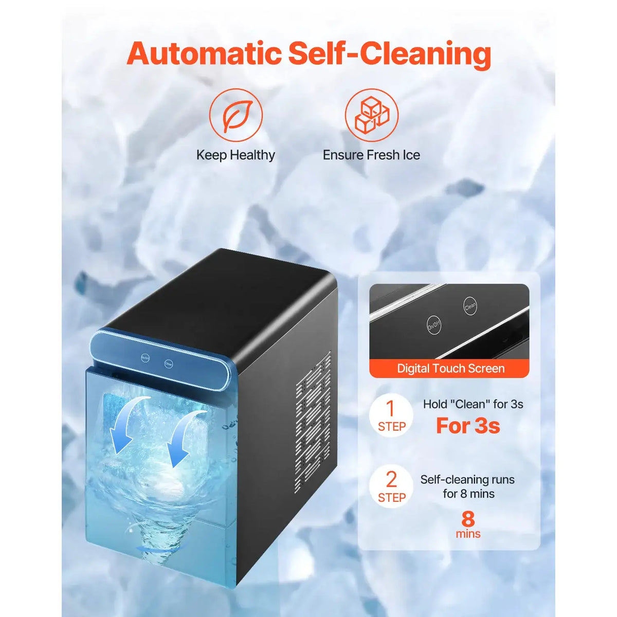 SucceBuy Nugget Ice Maker Pebble Ice Maker with Self Cleaning — product view 4
