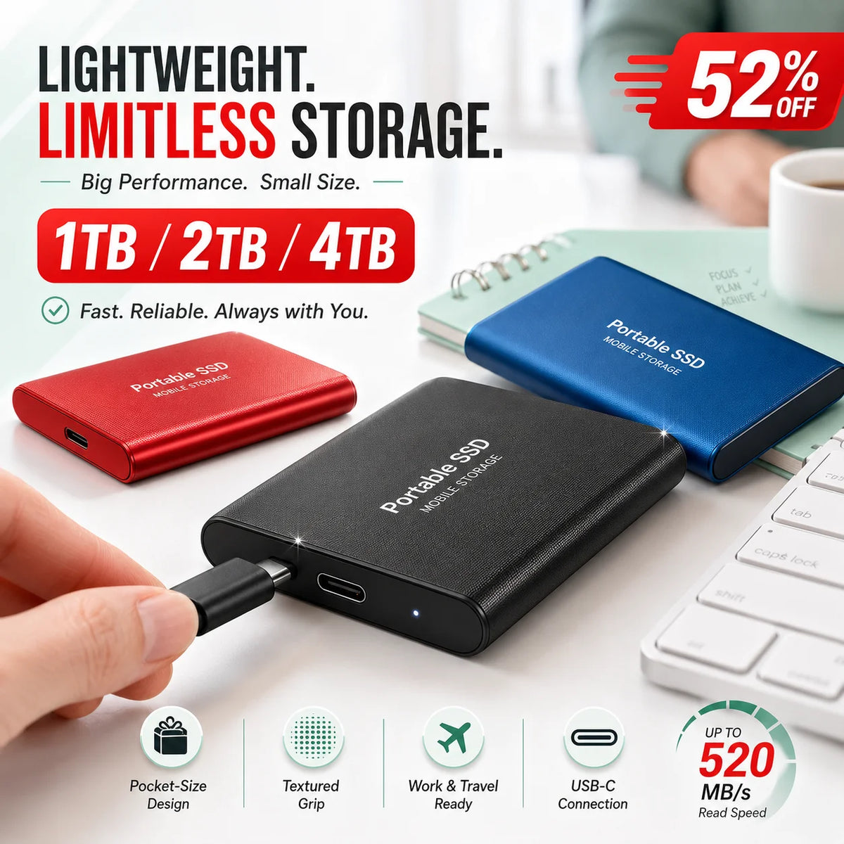 USB USB-C Laptop External SSD