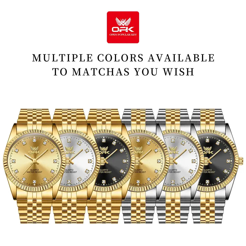 OPK 6027 Watches For Men Stainless Steel Quartz Watch Zircon Scale Wristwatch Waterproof Luminous Automatic Watch Reloj Hombre