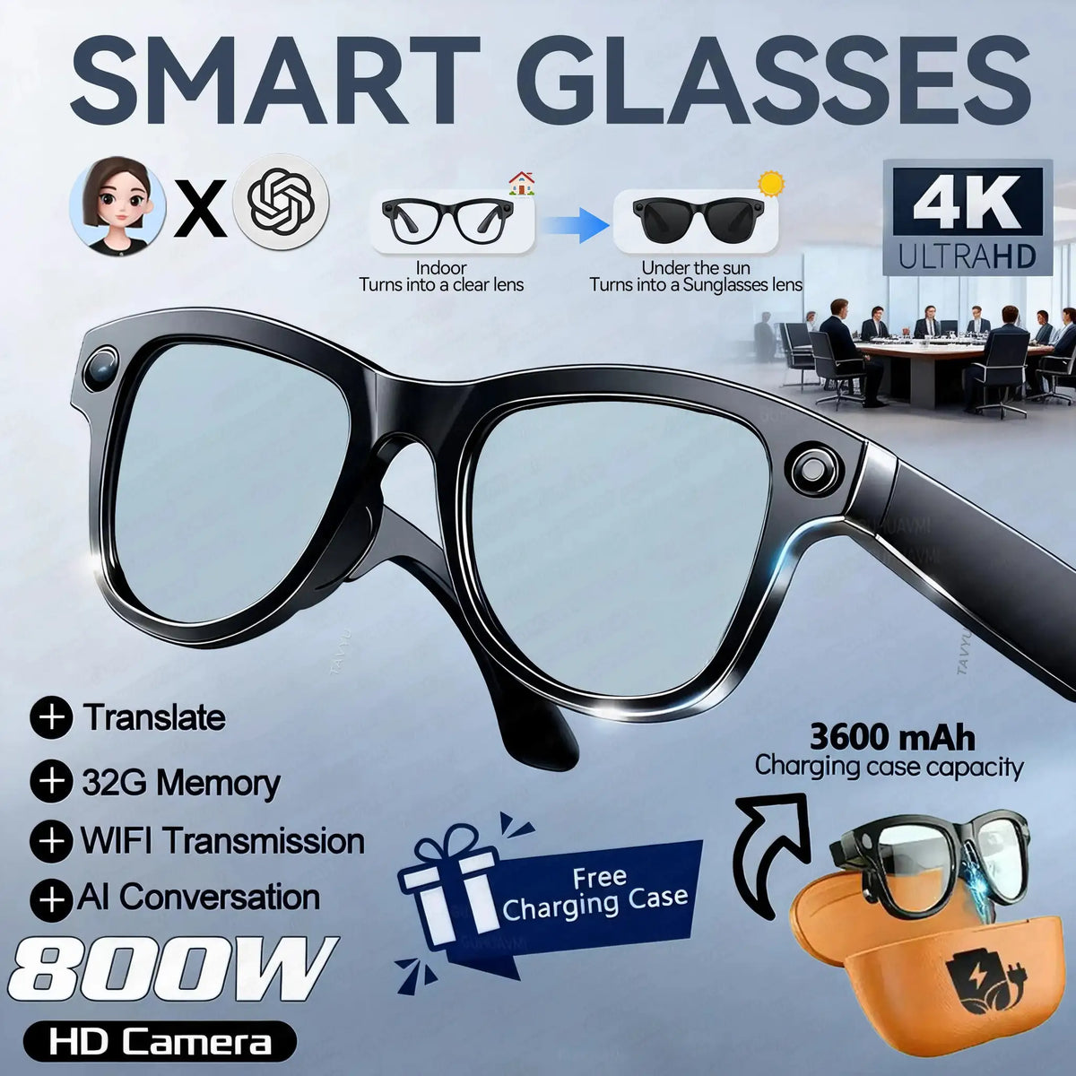 Waterproof Smart AI Sunglasses With Camera -  product image