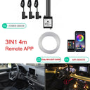 RGB Car Ambient Light Kit 8M 6in1 Fiber Optic Mood Lamp With App Control