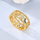 Ring Sterling Silver Sparkling Gold