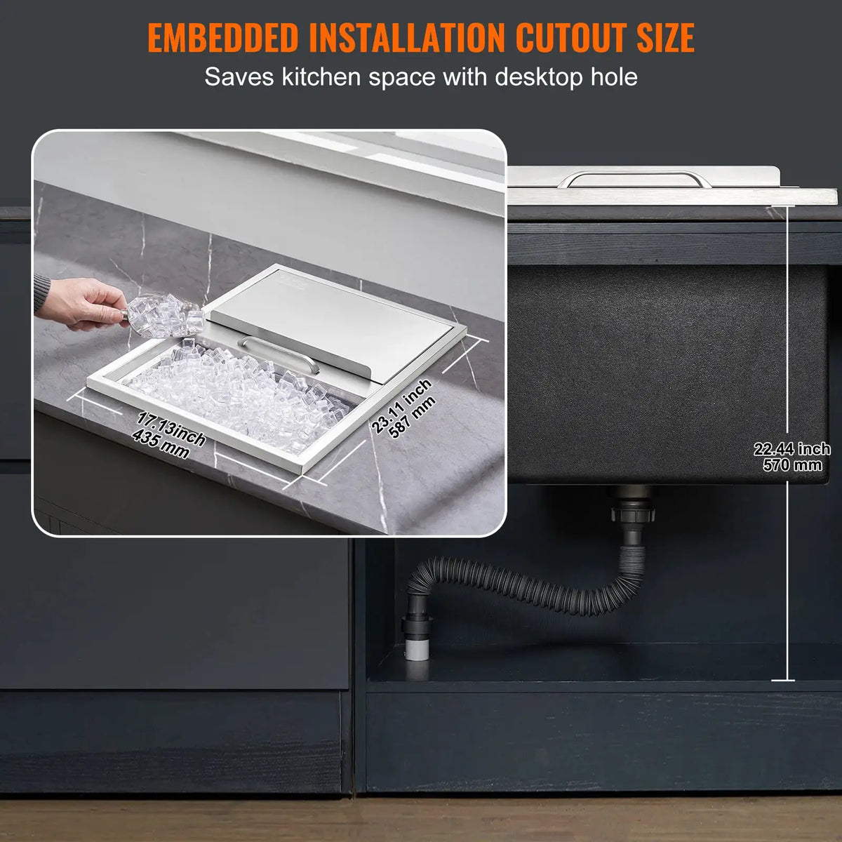 SucceBuy Drop in Ice Chest Stainless Steel Ice Cooler Commercial — product view 6