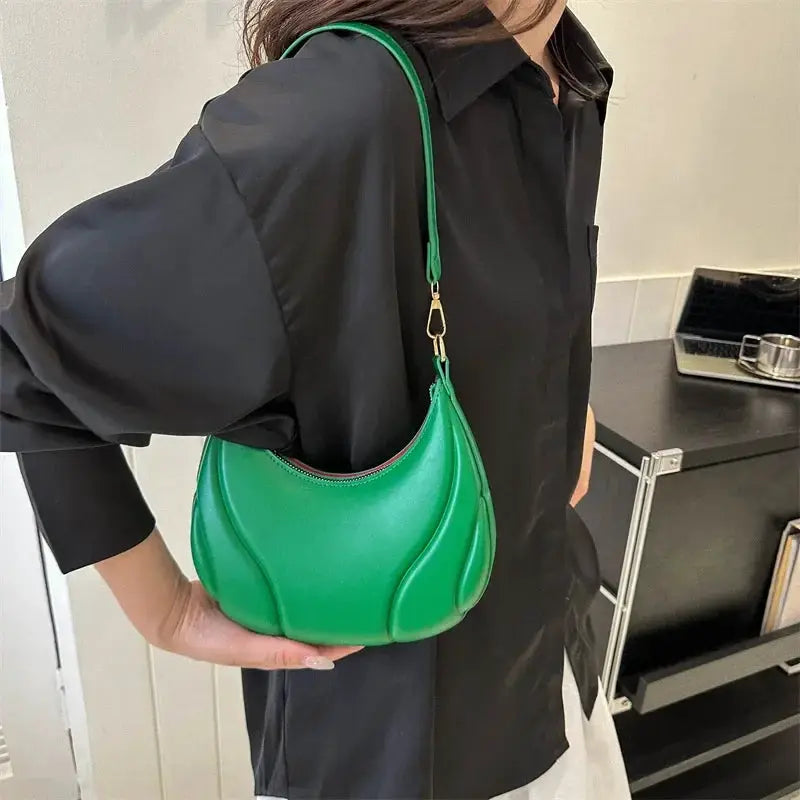 Retro Solid Color PU Leather Shoulder Bag for Women
