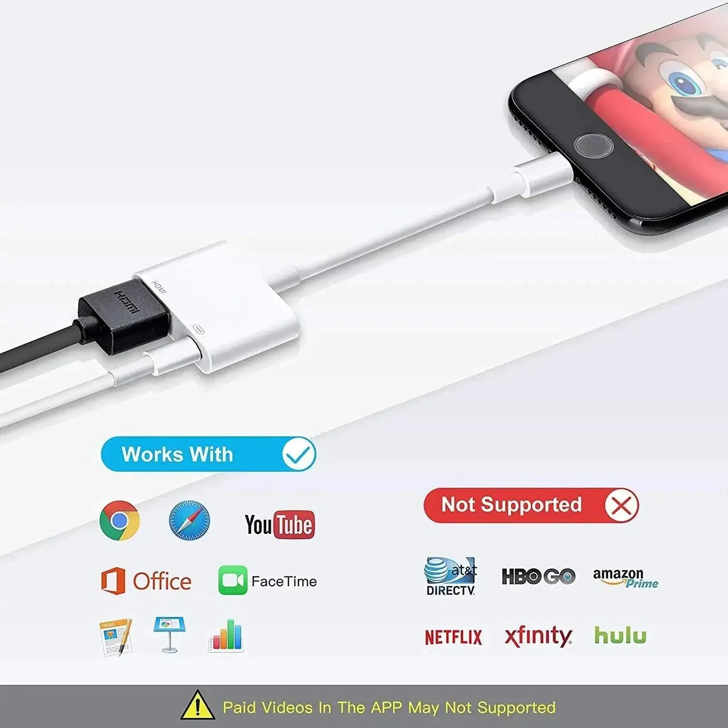 Lightning to HDMI Digital AV Adapter for iPhone 14 13 1080P