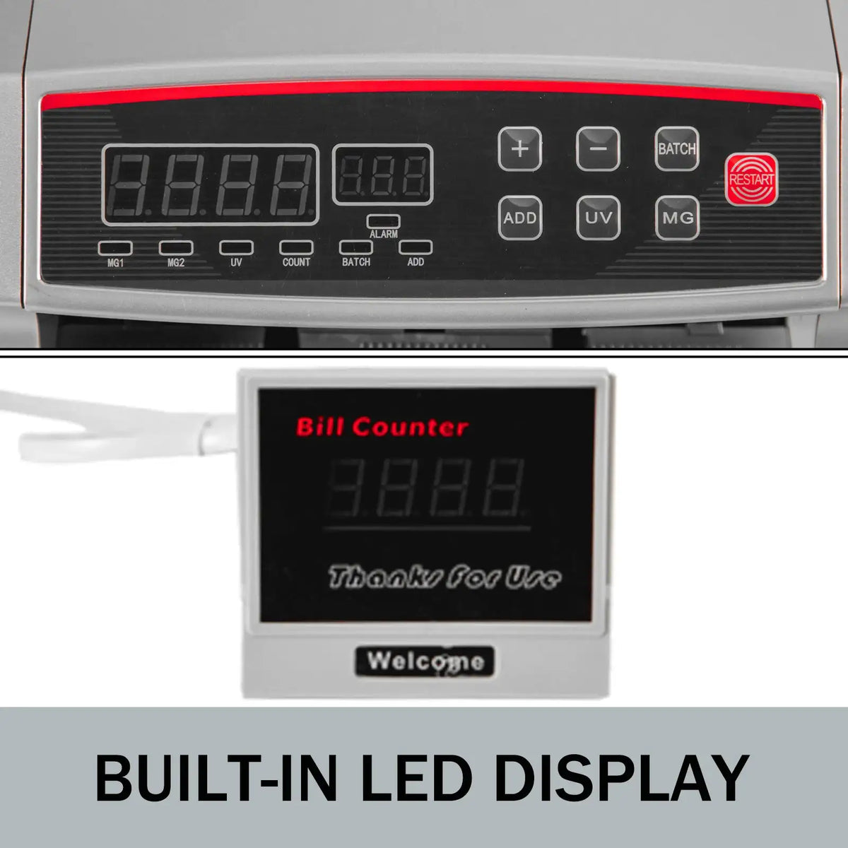 SucceBuy 1000Pcs/Min Money Counter Business Cash Register Euros Bills Fake Banknote Detector by UV & MG Function for Banks Shops