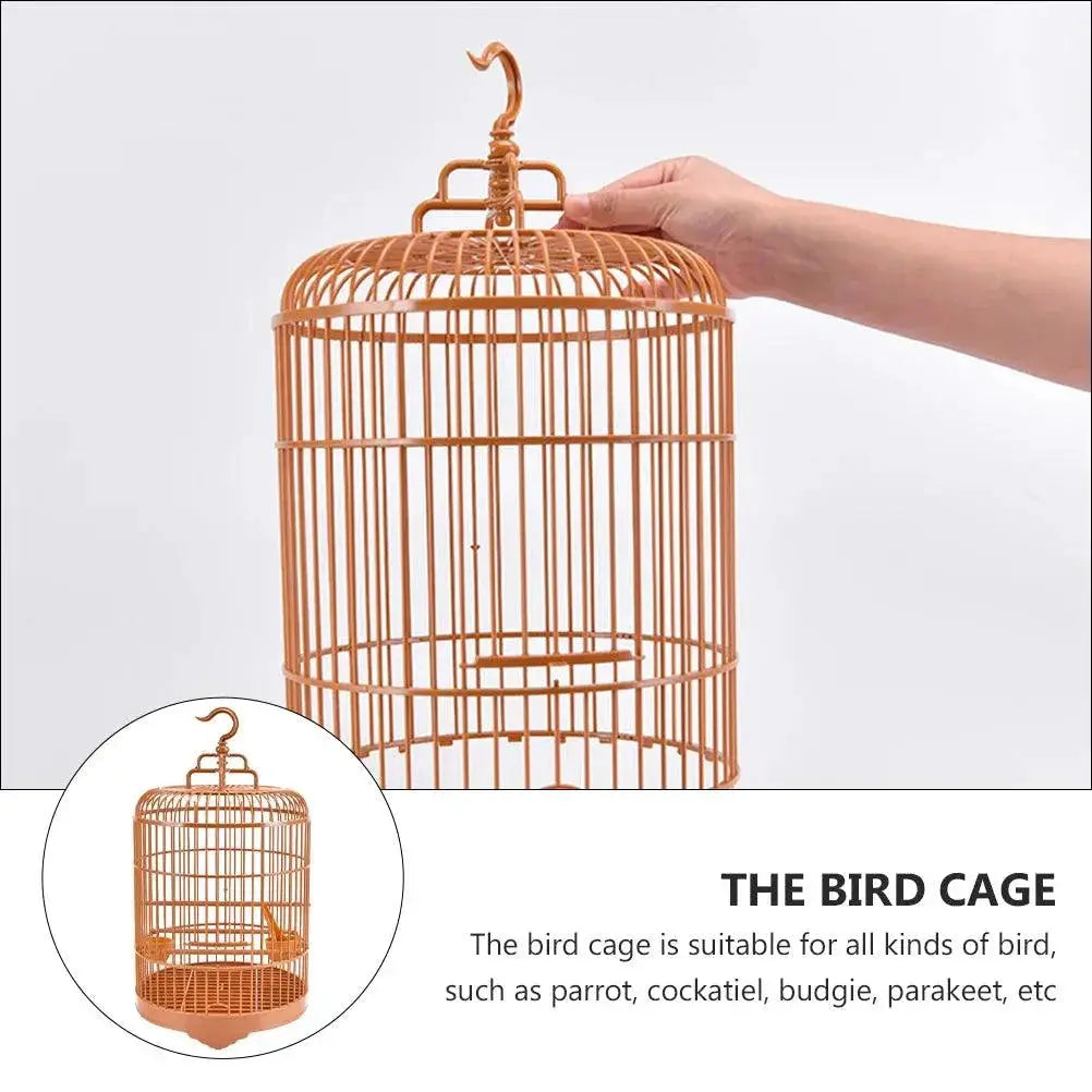 Round Hanging Bird Cage With Hook And Feeder For Small Birds