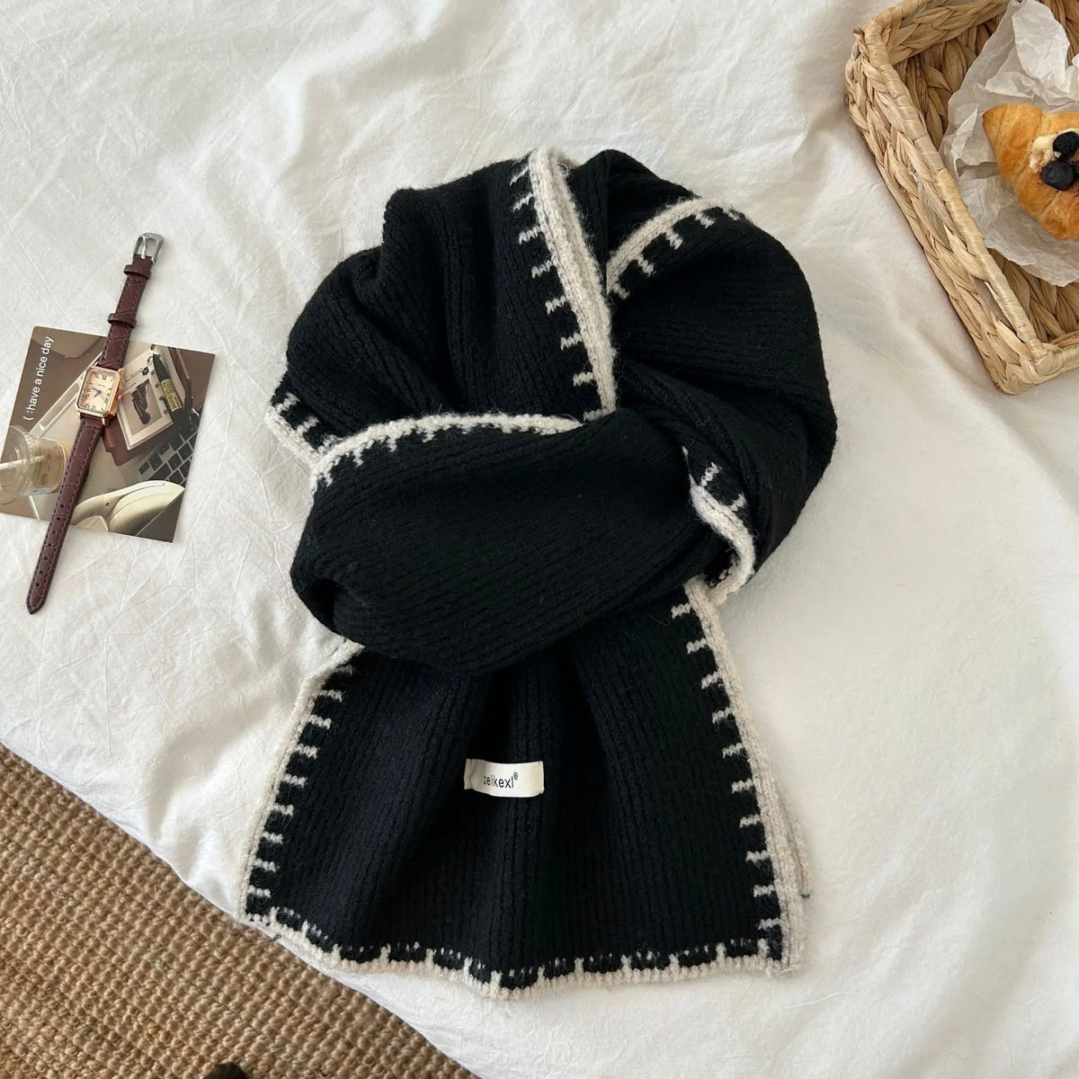 Colorblock Knit Winter Scarf
