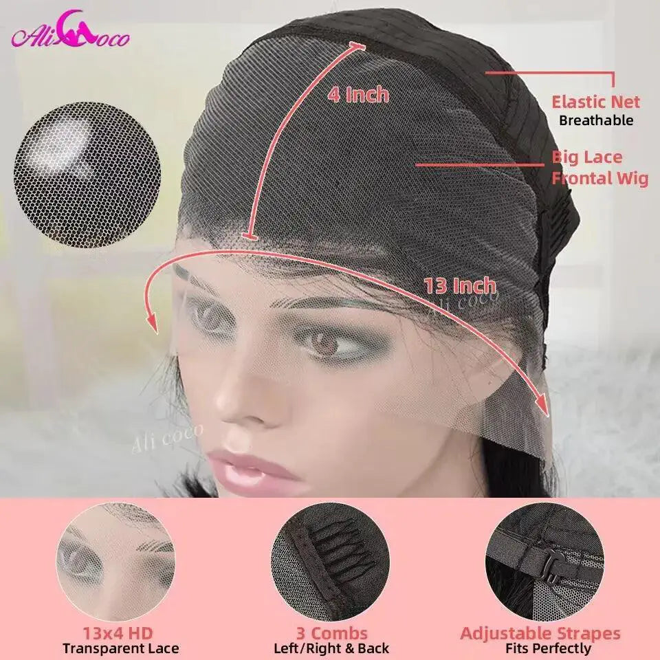 Stunning Blue Bob Wig With Transparent Lace Front 13x4