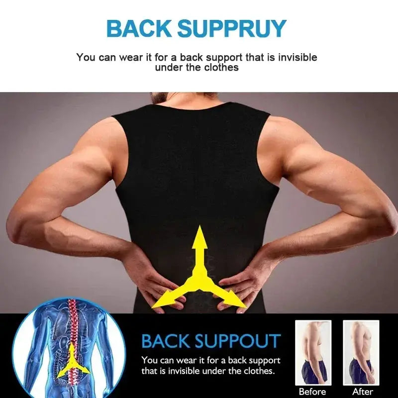 Mens Neoprene Sauna Vest Slimming Waist Trainer Body Shaper