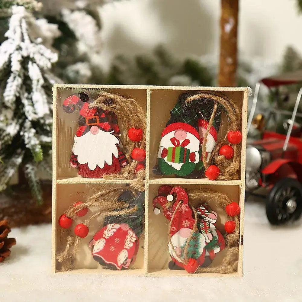 Charming Wooden Christmas Gnome Ornaments for Tree Decor