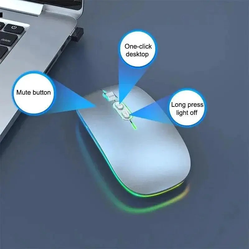 Dual Mode Bluetooth Wireless Mouse Silent Backlight