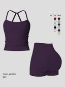 Yoga Set Women Quick Dry Cami High Waist Shorts