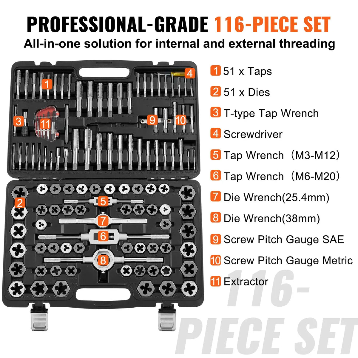 Piece Metric Sae Tap Die Set — product view 6