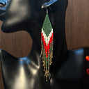 Bohemian Geometric Glass Beaded Fringe Earrings With Gradient Beads