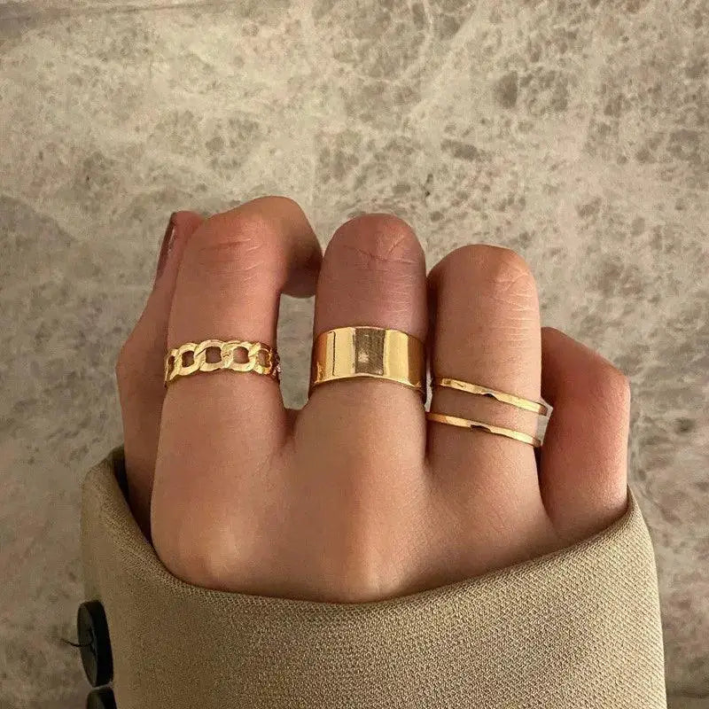 Edgy Geometric Rings Punk Hip Hop Jewelry Collection